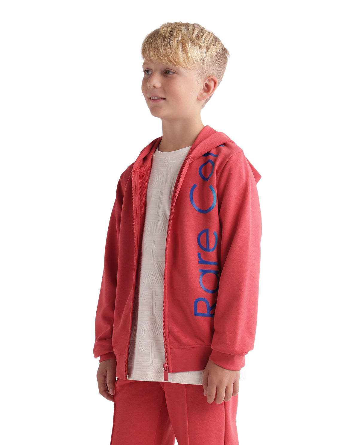Rare Ones Kids Dolci Red Cotton Blend Fabric Hooded Zipper Closure Regular Sweatshirt