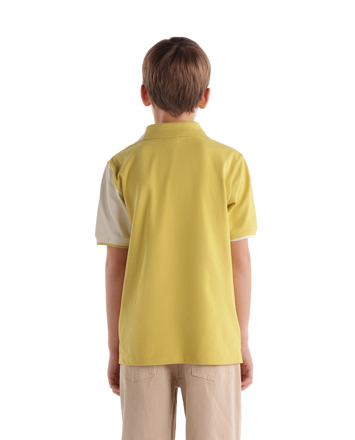 Rare Ones Kids Coen Light Yellow Cotton Blend Fabric Spread Collar Button Closure Regular Polo