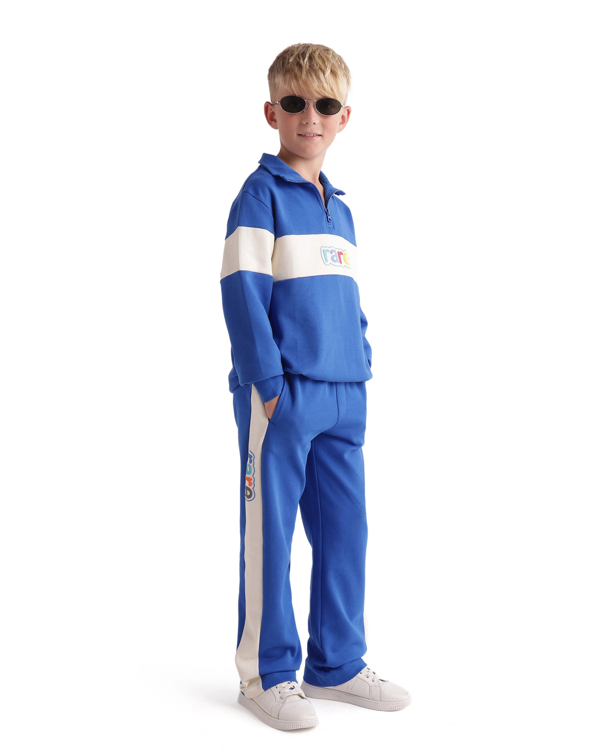Rare Ones Kids Cloud-B Blue Cotton Blend Fabric Drawstring Closure Jogger Trackpant