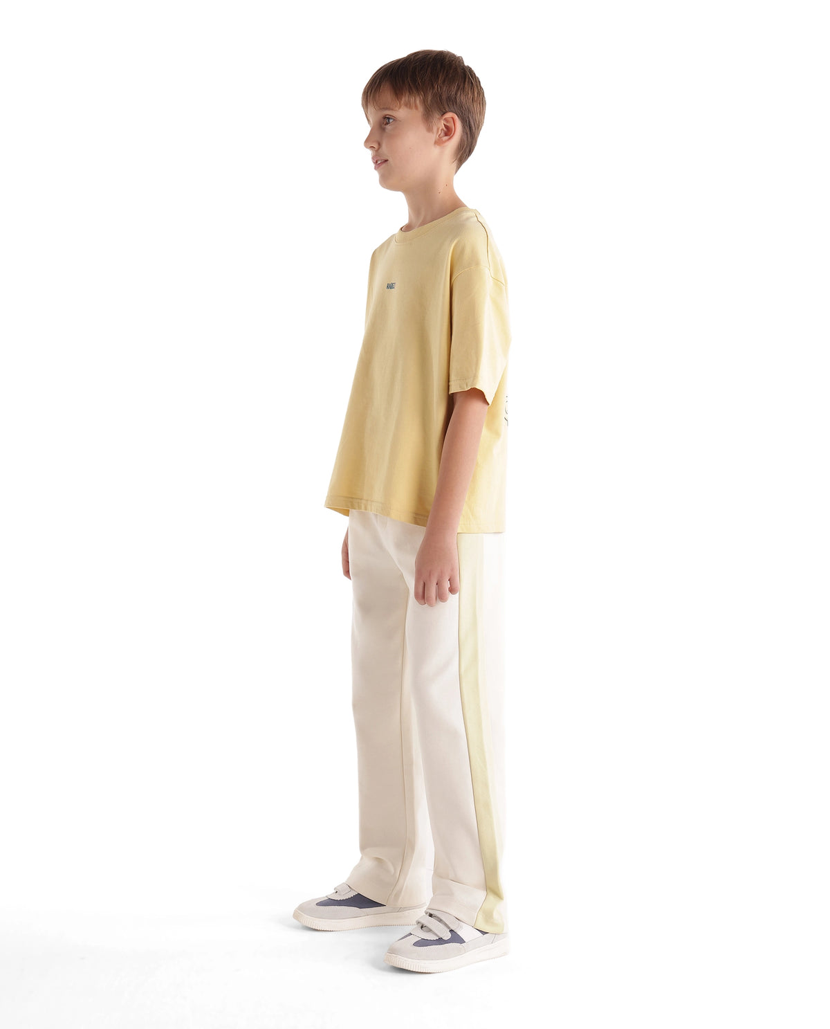 Rare Ones Kids Cloud-B Off White Cotton Blend Fabric Drawstring Closure Jogger Trackpant