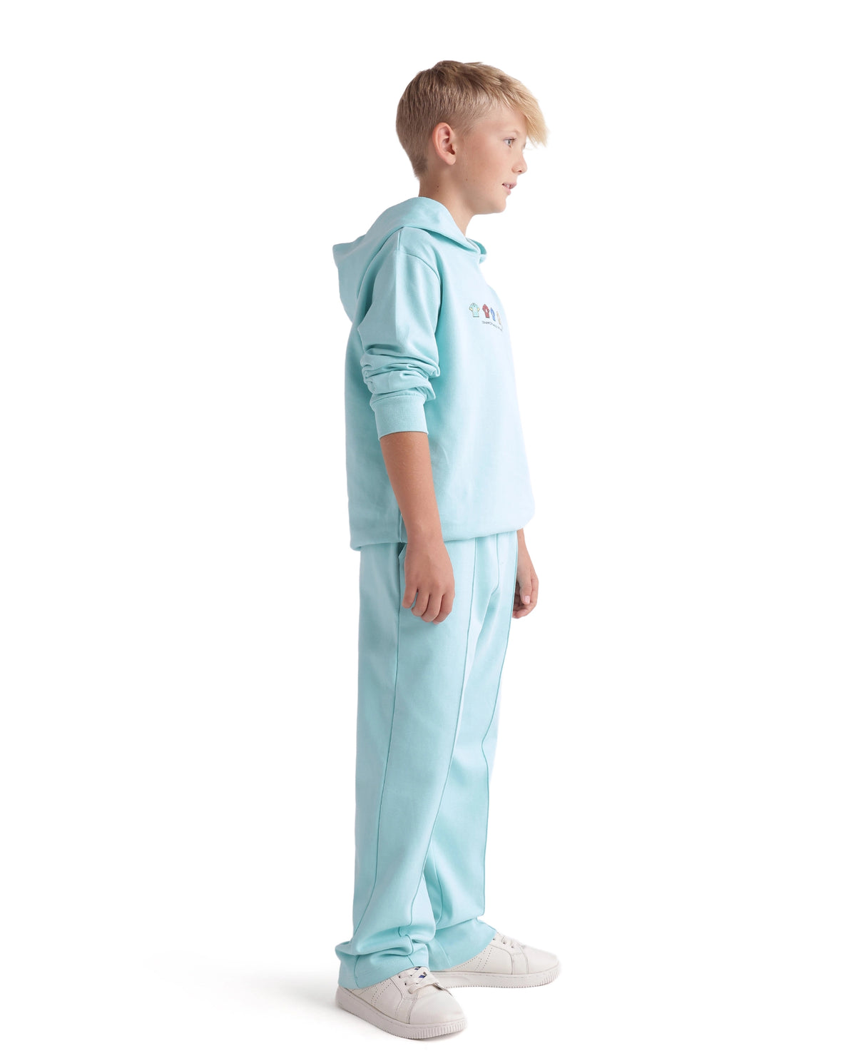 Rare Ones Kids Nemo-B Light Teal Cotton Blend Fabric Drawstring Closure Straight Trackpant