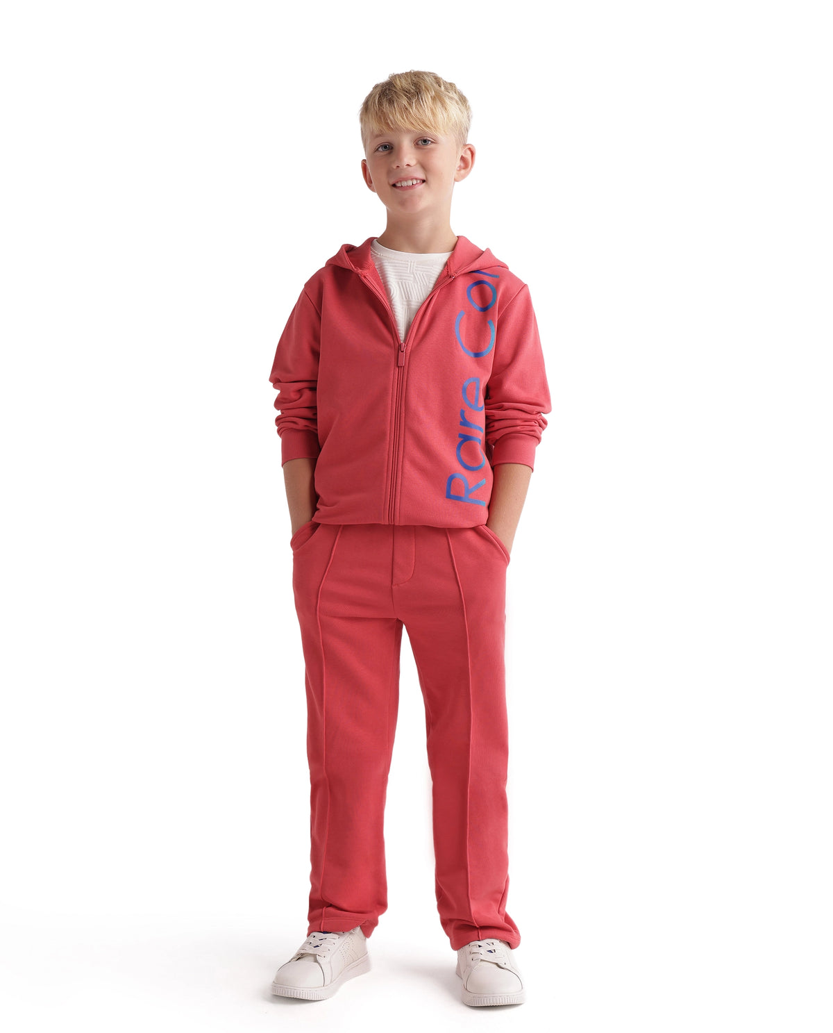 Rare Ones Kids Dolci-B Red Cotton Blend Fabric Drawstring Closure Straight Trackpant