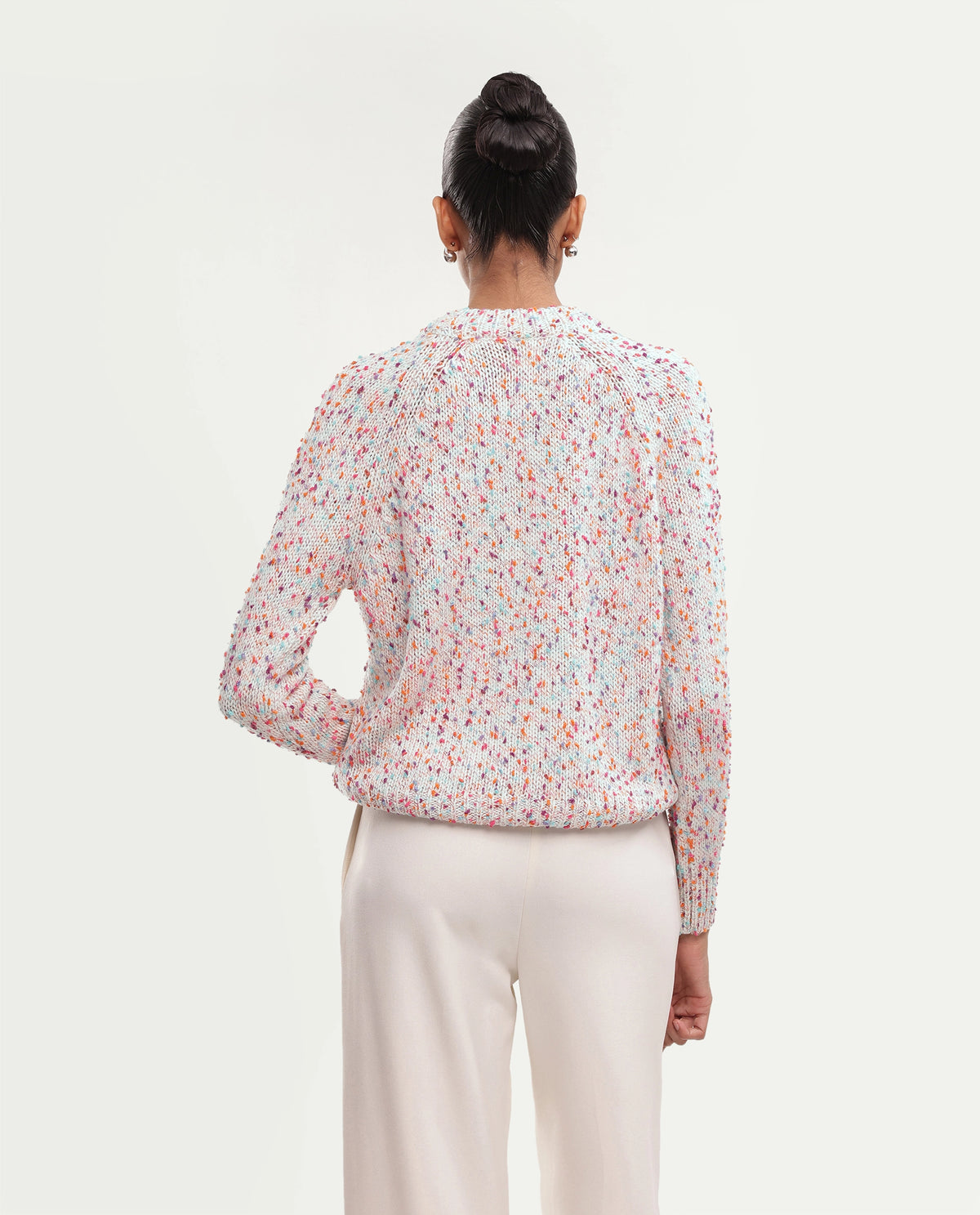 Rareism Women's Jive Light Multi Acrylic Blend Pull-On Relaxed Fit Sweater