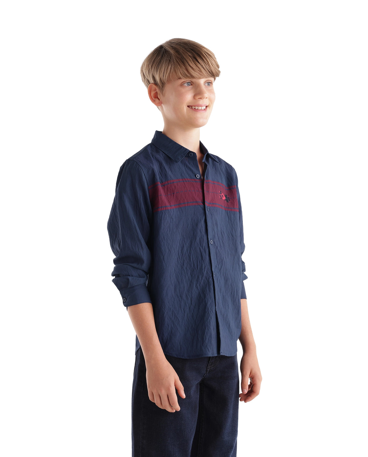 Rare Ones Kids Clem Navy Viscose Blend Fabric Button Closure Regular Fit Digital Print Shirt