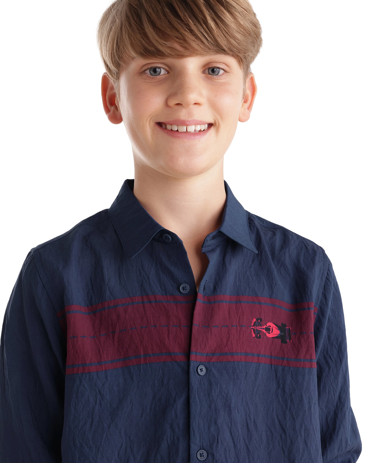 Rare Ones Kids Clem Navy Viscose Blend Fabric Button Closure Regular Fit Digital Print Shirt