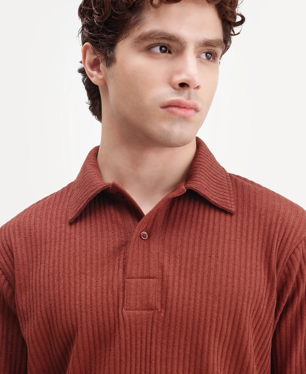 Rare Rabbit Men's Hexx Primary Rust Cotton Blend Spread Collar Regular Plain Polo