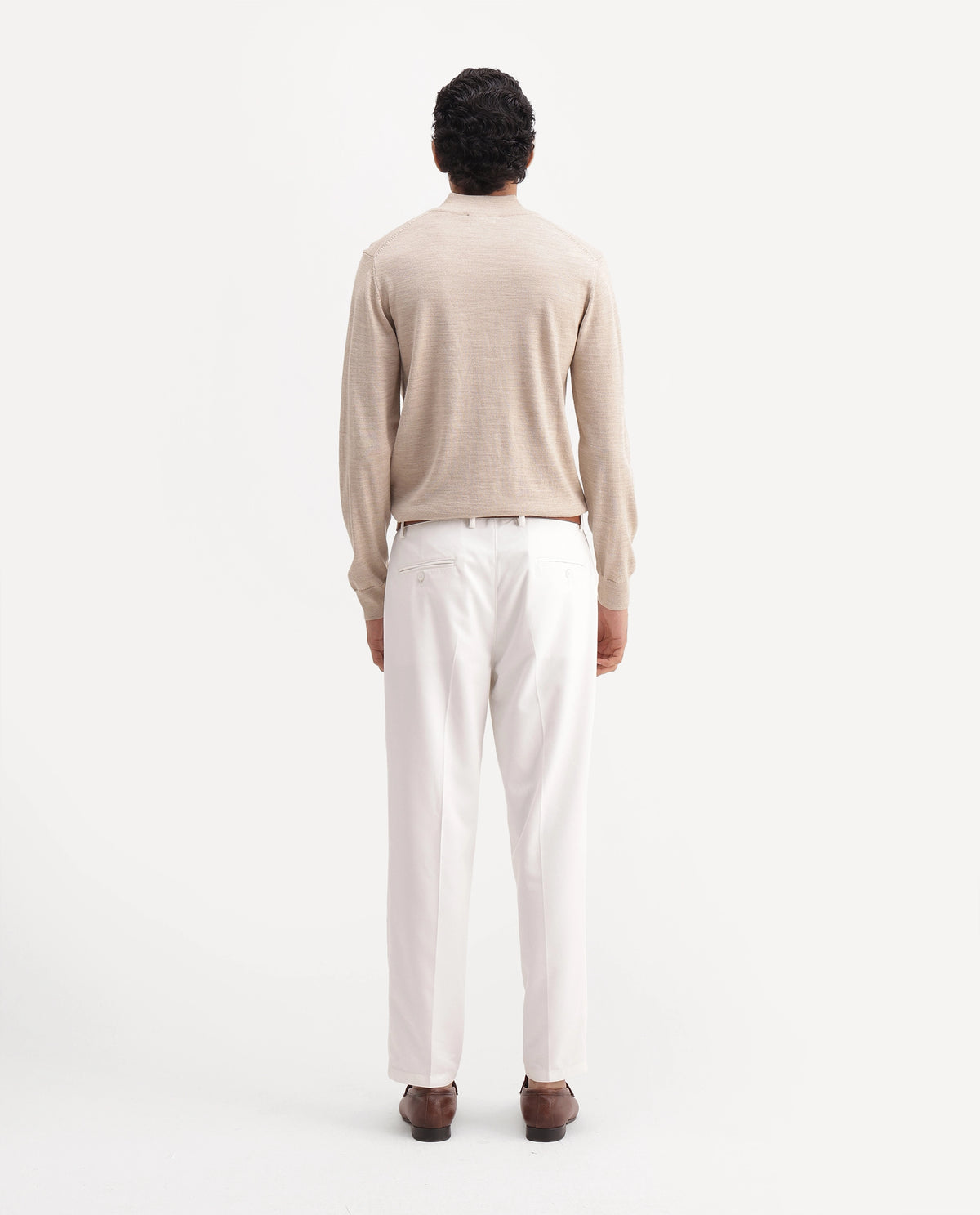 Rare Rabbit Men's Lext Primary White Polyester Blend Regular Plain Trouser