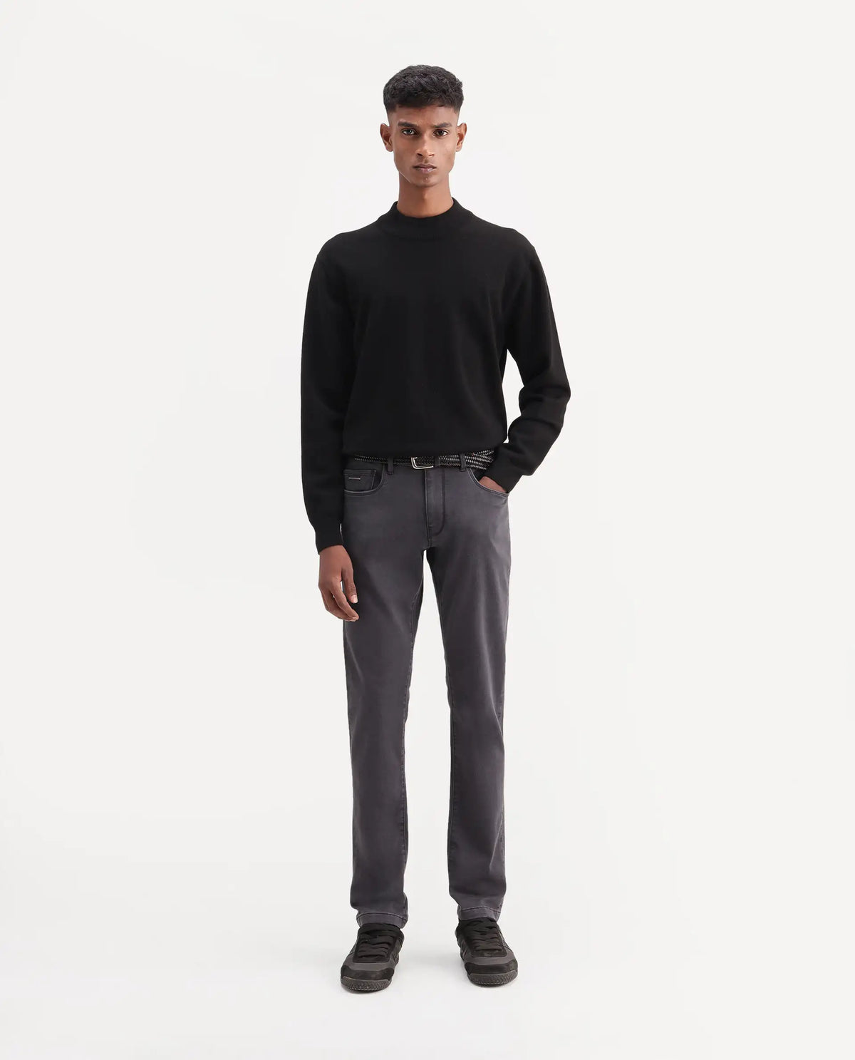 Rare Rabbit Men's Kor G Primary Grey Cotton Blend Hawk Slim Plain Jeans