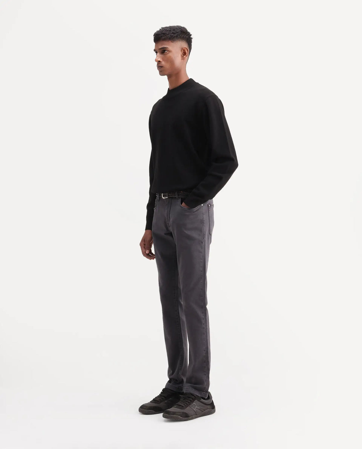 Rare Rabbit Men's Kor G Primary Grey Cotton Blend Hawk Slim Plain Jeans