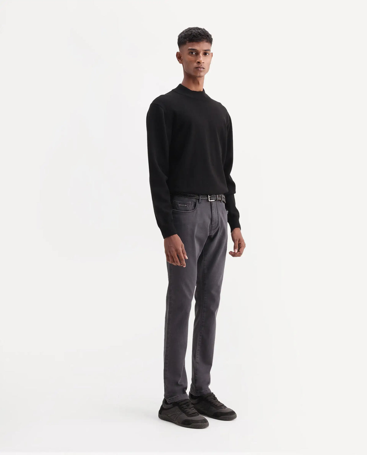 Rare Rabbit Men's Kor G Primary Grey Cotton Blend Hawk Slim Plain Jeans