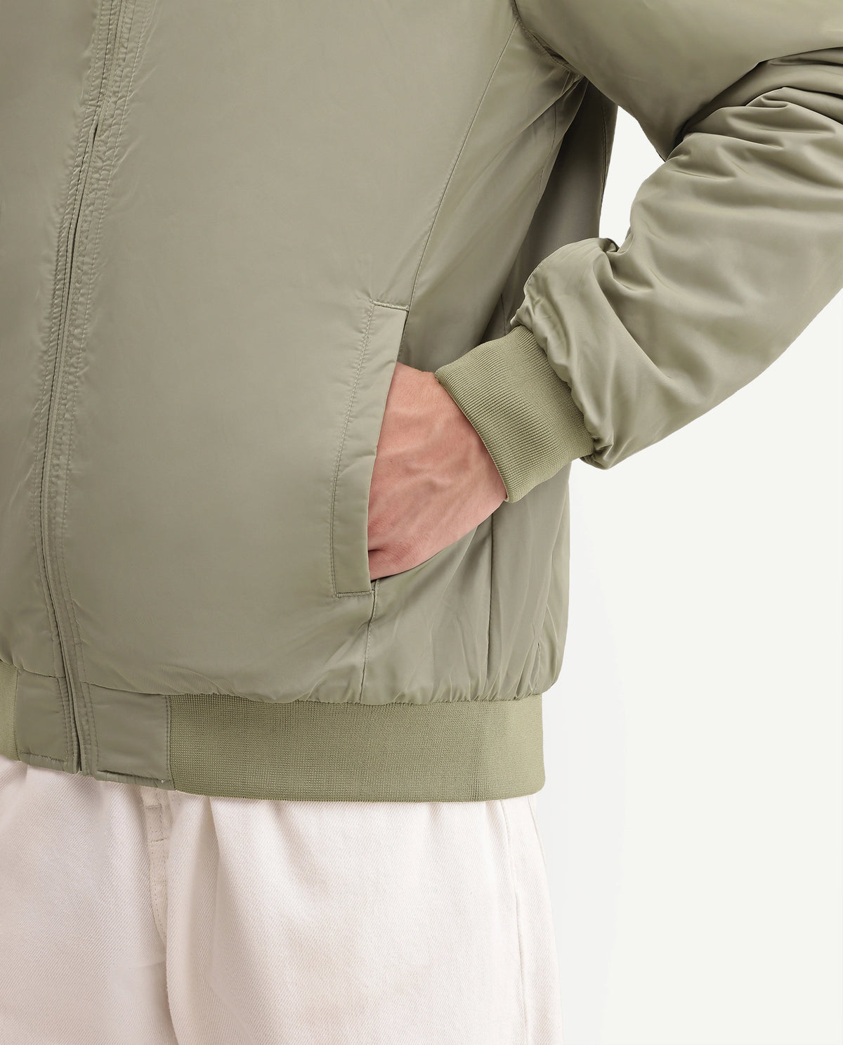 Rare Rabbit Men's Roy Pastel Green Polyester High Neck Regular Plain Jacket