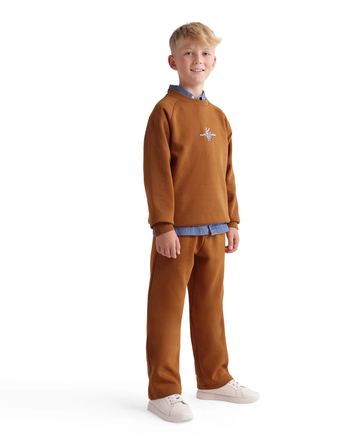 Rare Ones Kids Consi-B Mustard Cotton Blend Fabric Drawstring Closure Straight Fit Plain Track Pant