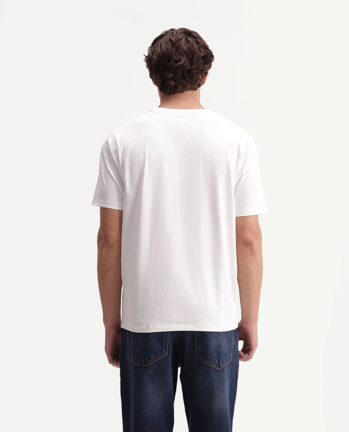 Rare Rabbit Men's Delos Off White Cotton Blend Crew Neck Regular Graphic Print T-Shirt