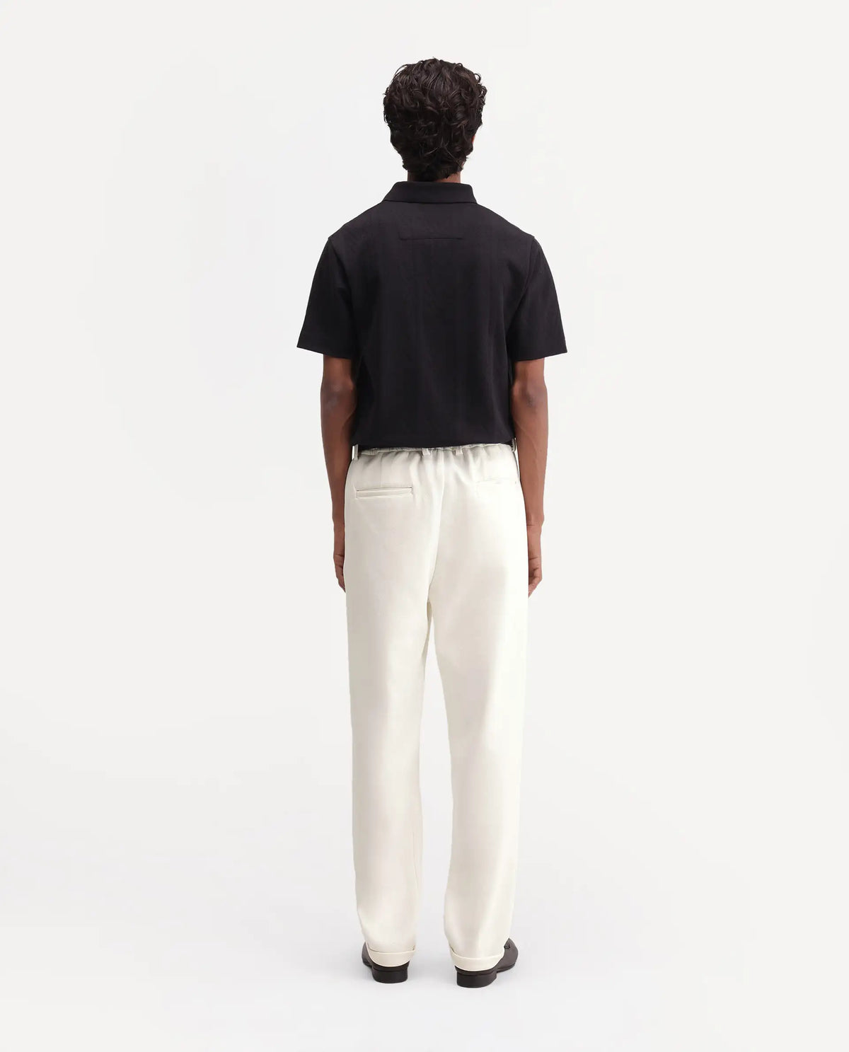 Rare Rabbit Men's Zor Off White Cotton Blend Relaxed Plain Trouser