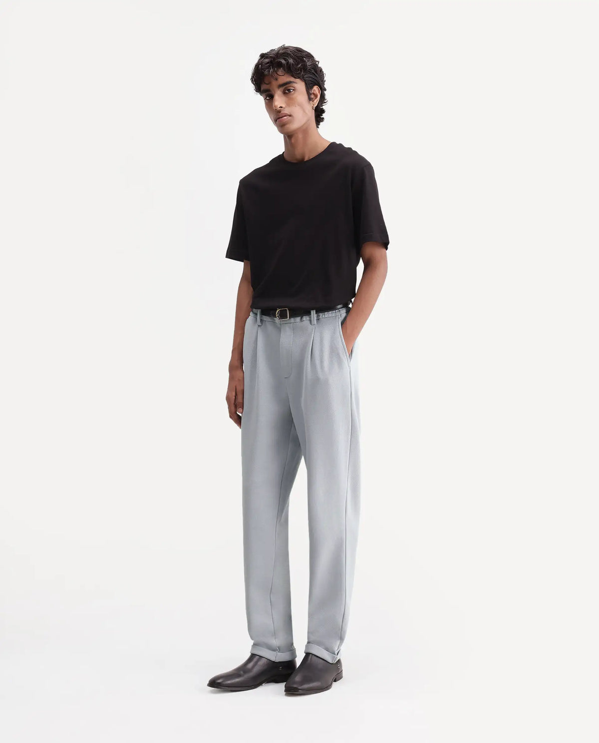 Rare Rabbit Men's Zor Light Grey Cotton Blend Relaxed Plain Trouser