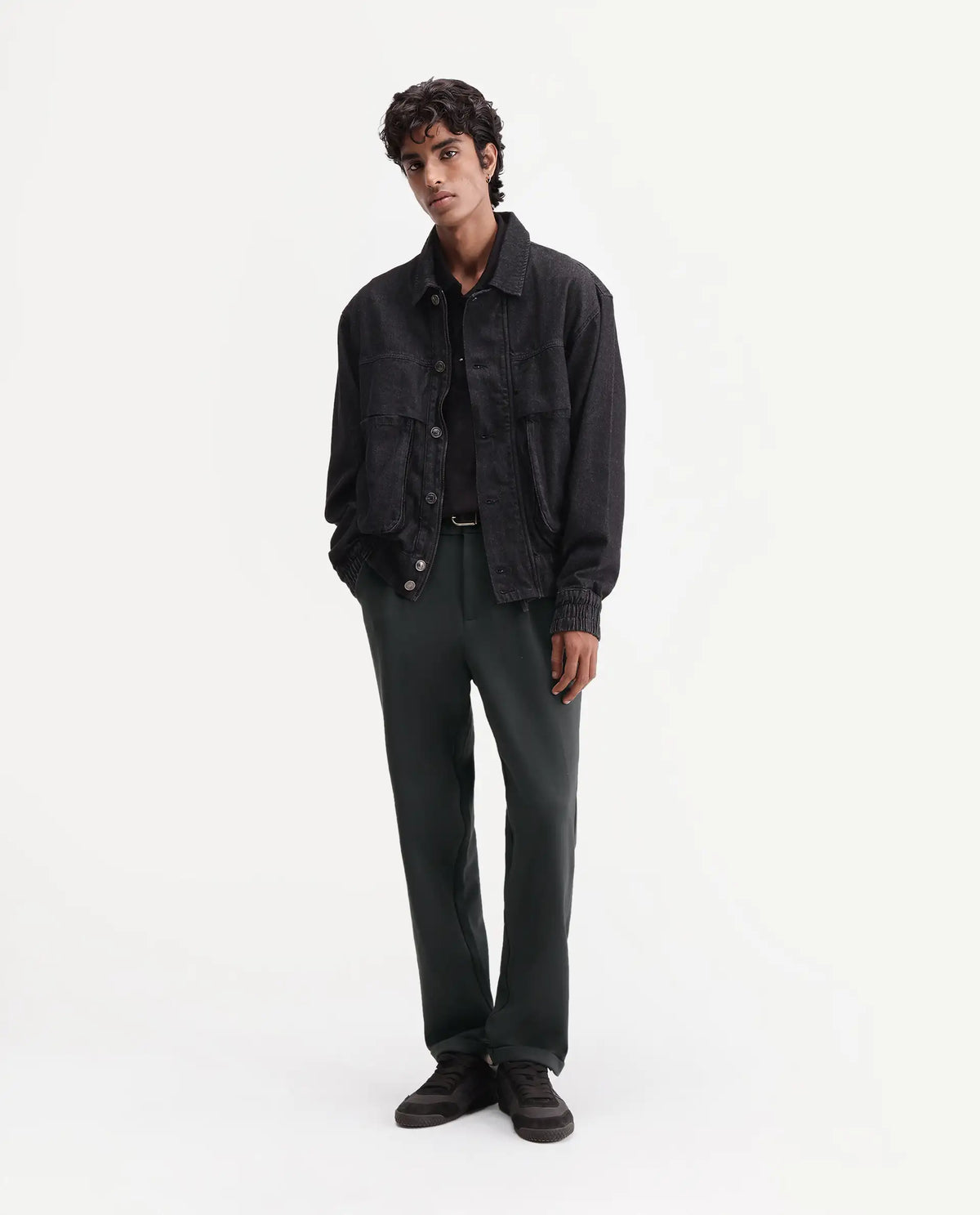Rare Rabbit Men's Zor Dark Grey Cotton Blend Relaxed Plain Trouser