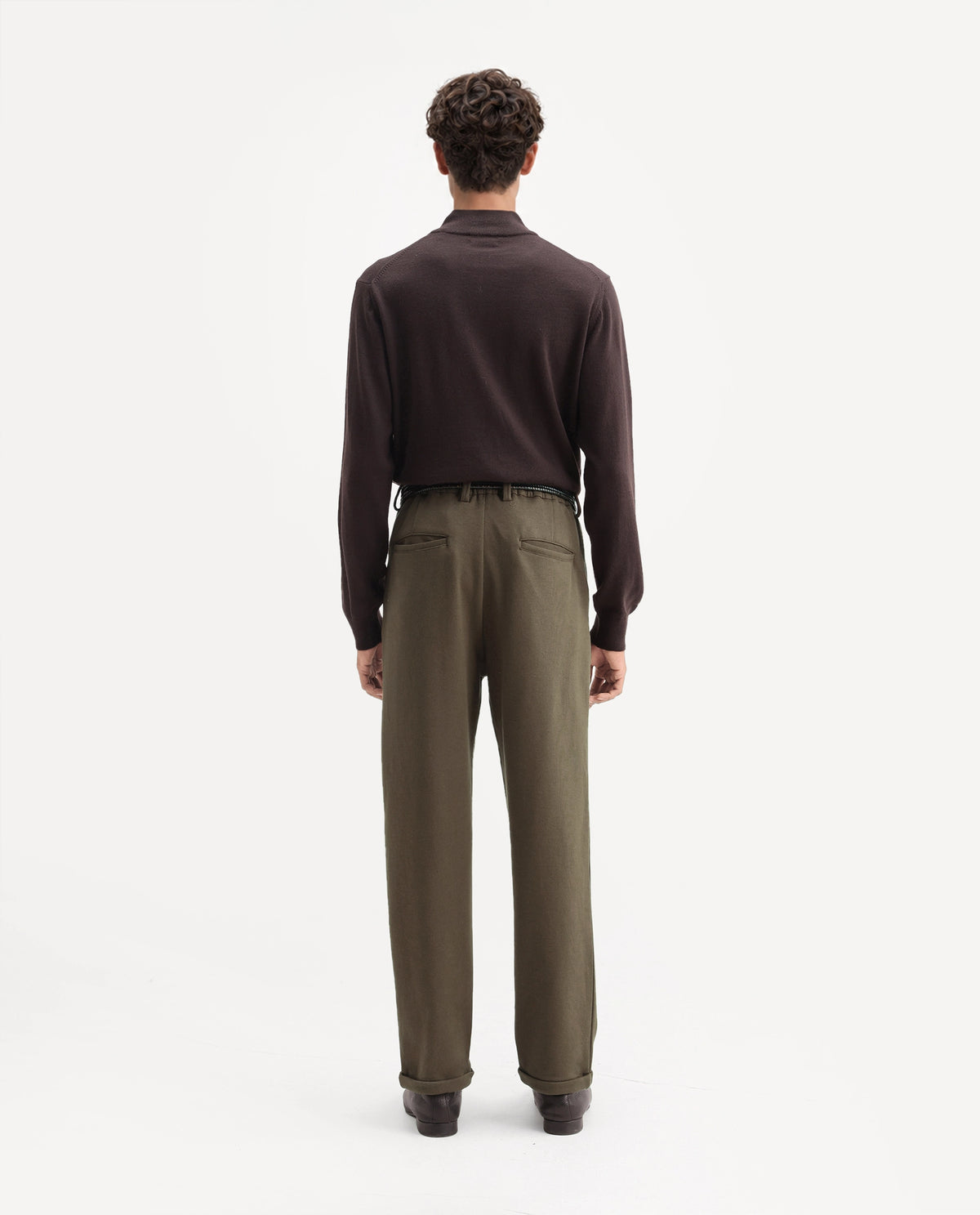 Rare Rabbit Men's Zeko Olive Cotton Blend Straight Plain Trouser