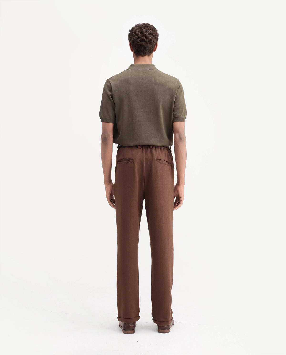 Rare Rabbit Men's Zeko Brown Cotton Blend Straight Plain Trouser
