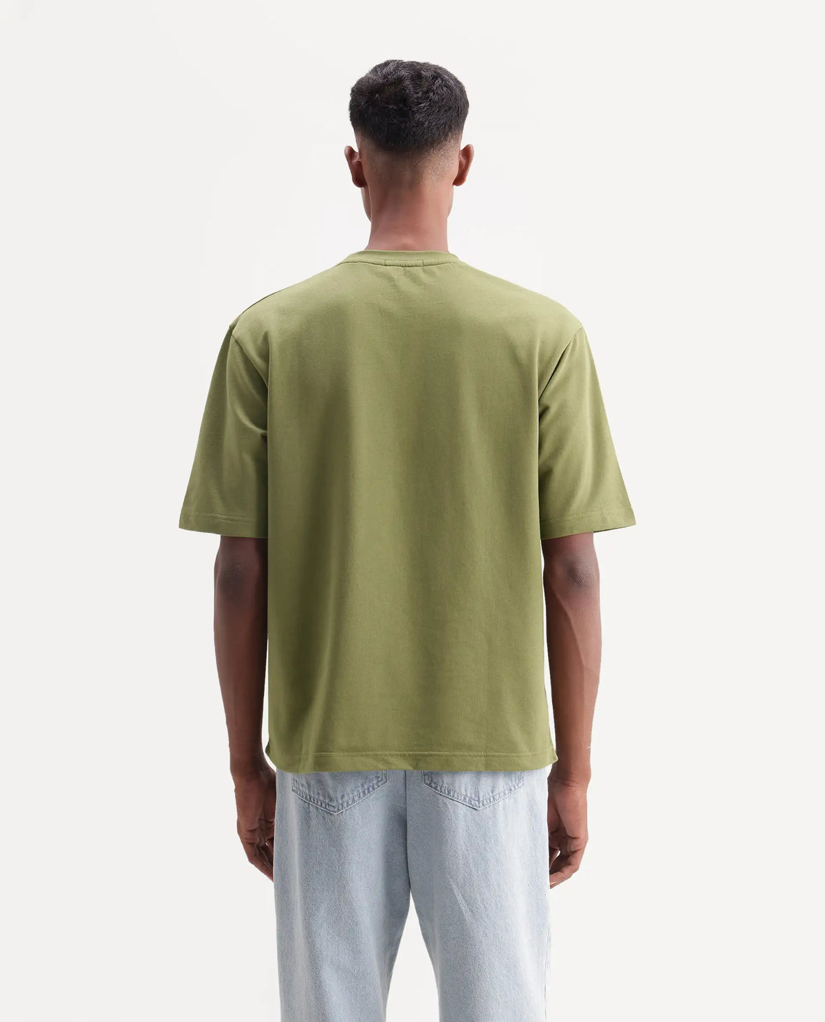 Rare Rabbit Men's Solane Dusky Olive Cotton Crew Neck Relaxed Graphic Print T-Shirt