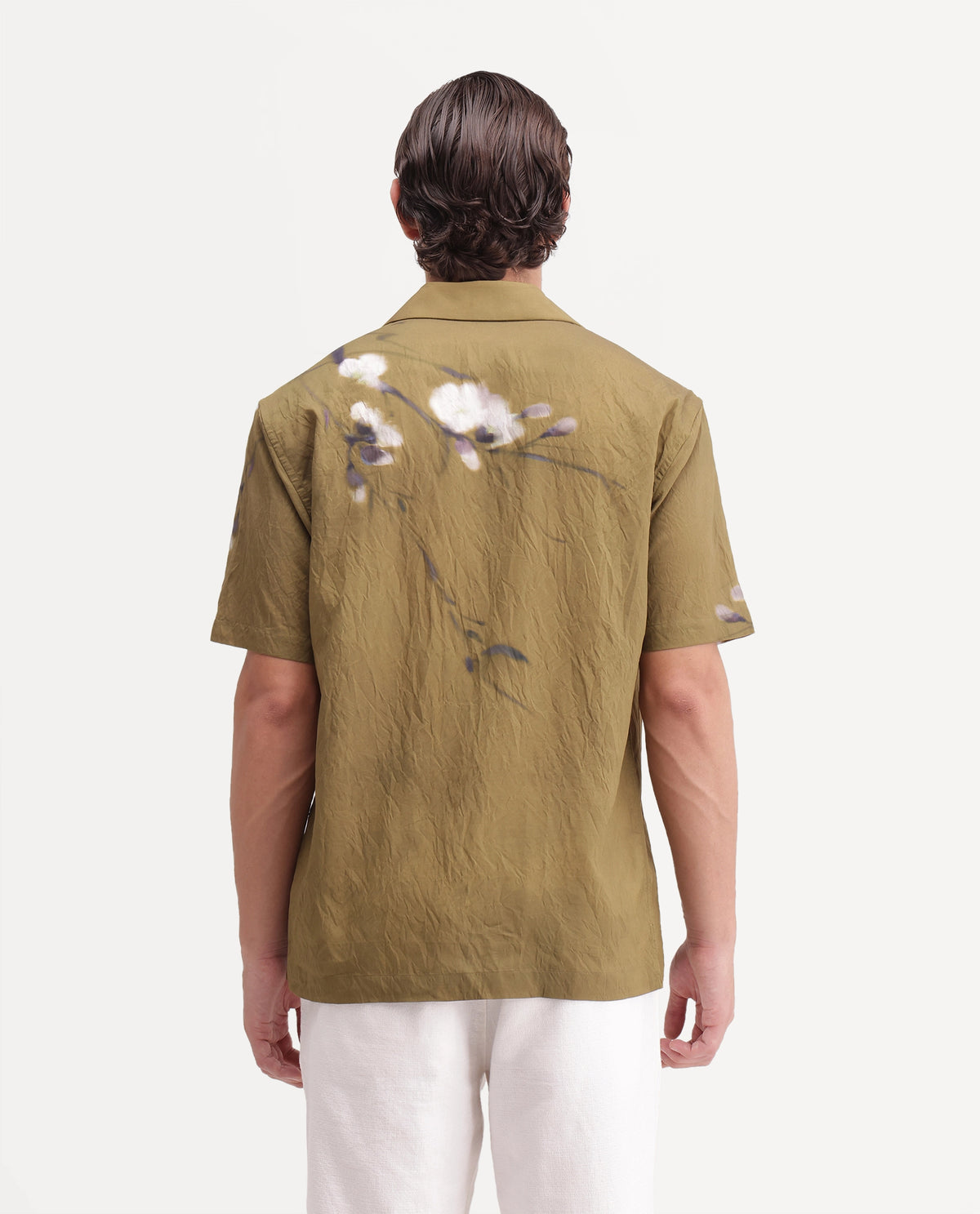 Rare Rabbit Men's Zovek-26 Light Green Viscose Blend Cuban Collar Relaxed Floral Print Shirt
