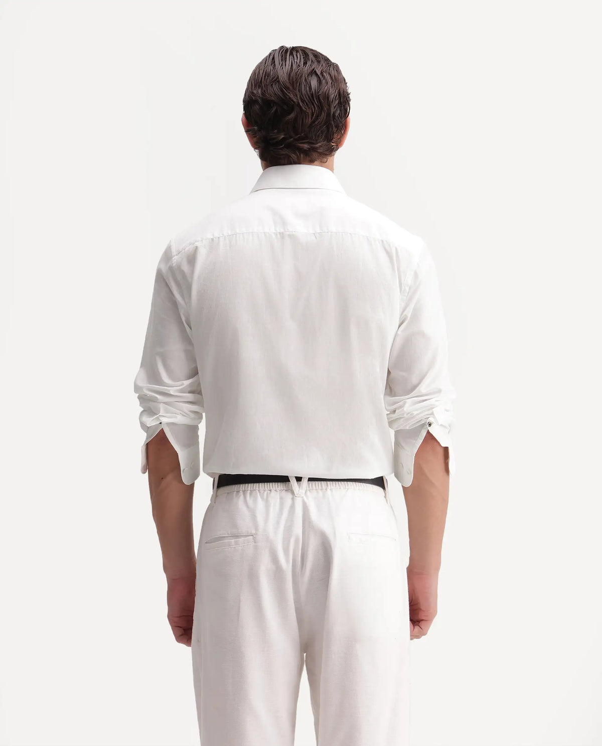Rare Rabbit Men's Flom White Cotton Spread Collar Regular Embroidered Shirt