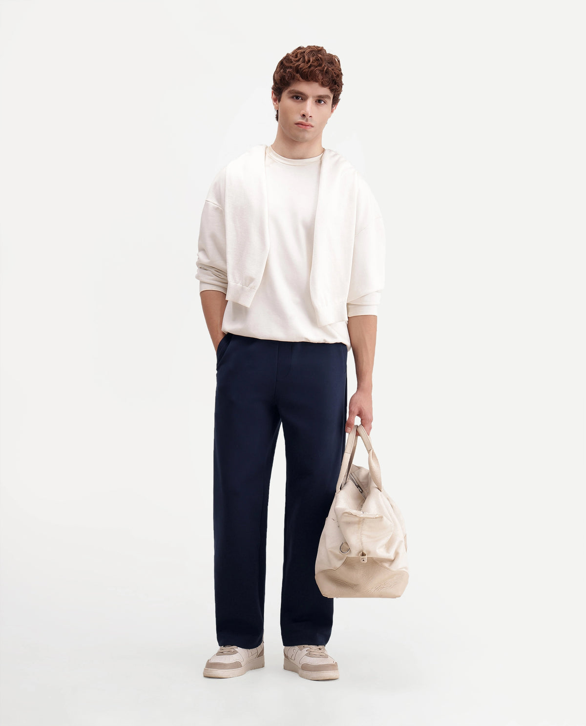 Rare Rabbit Men's Shazi-T Navy Cotton Blend Regular Plain Track Pant