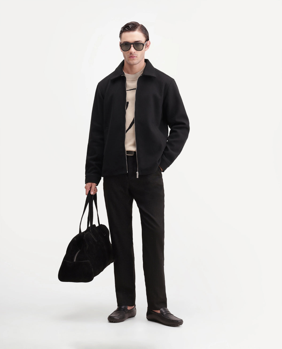 Rare Rabbit Men's Tweeder-26 Black Polyester Spread Collar Regular Plain Jacket