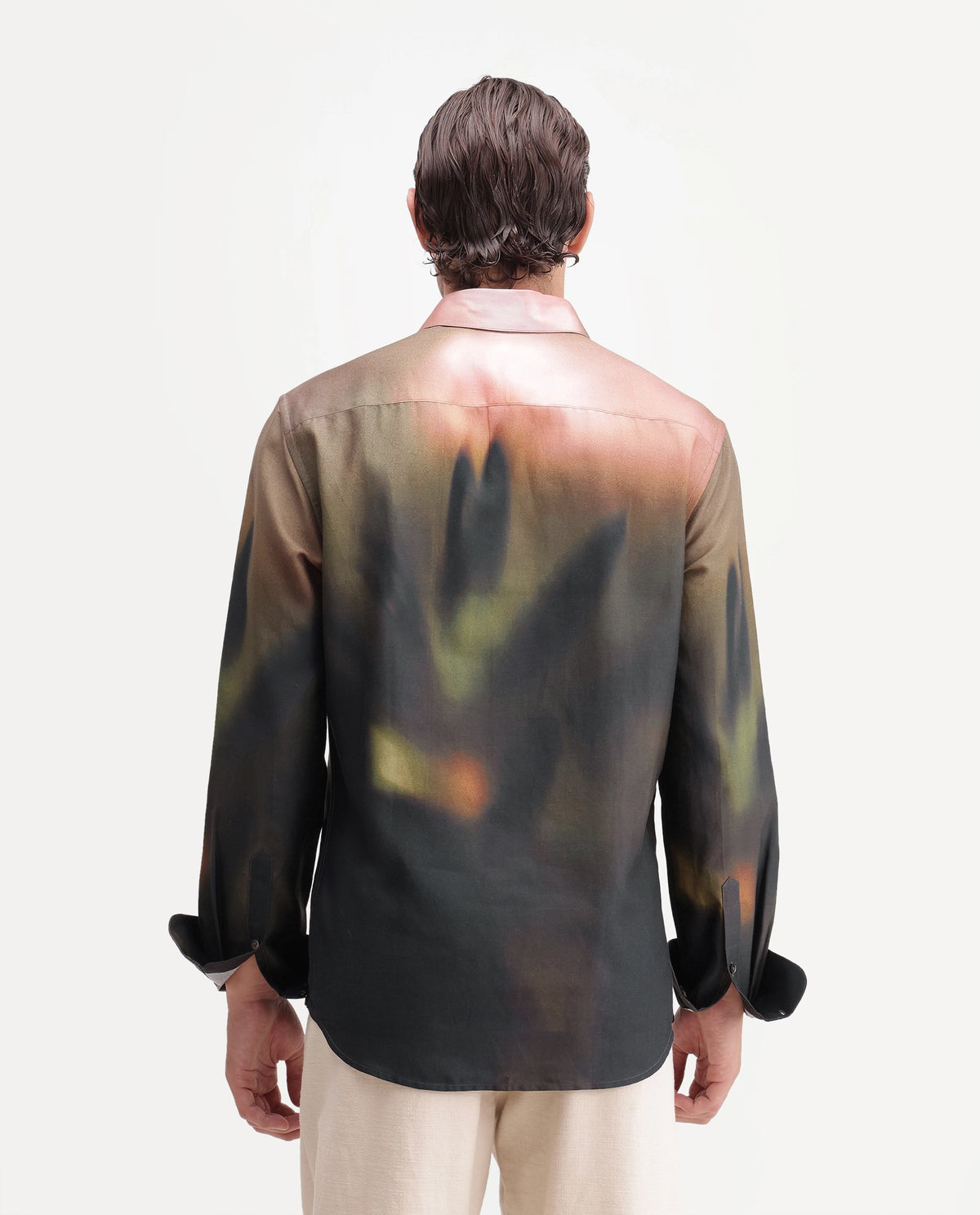 Rare Rabbit Men's Smore Dusky Green Cotton Blend Spread Collar Regular Floral Print Shirt