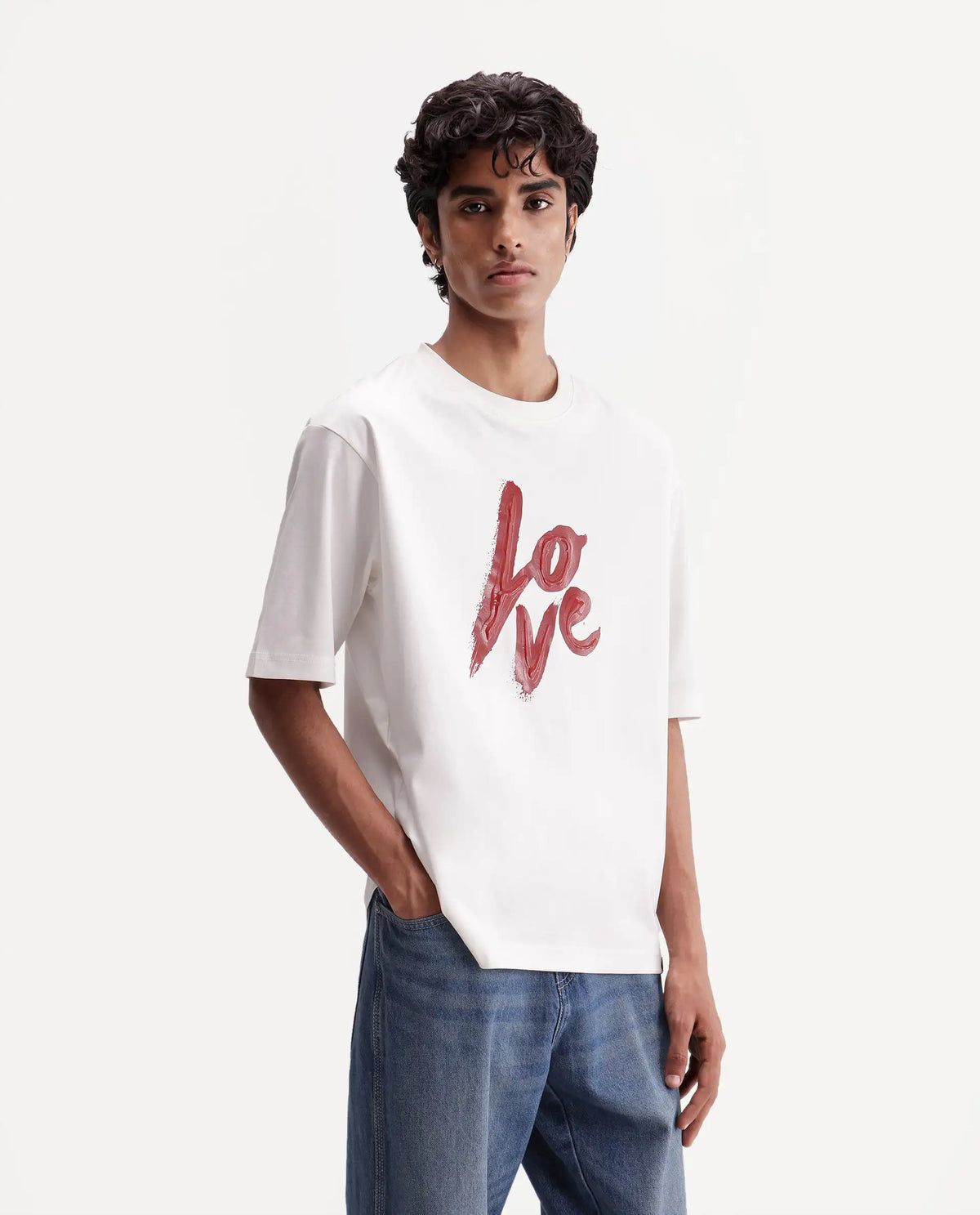 Rare Rabbit Men's Argos Off White Cotton Crew Neck Regular Graphic Print T-Shirt