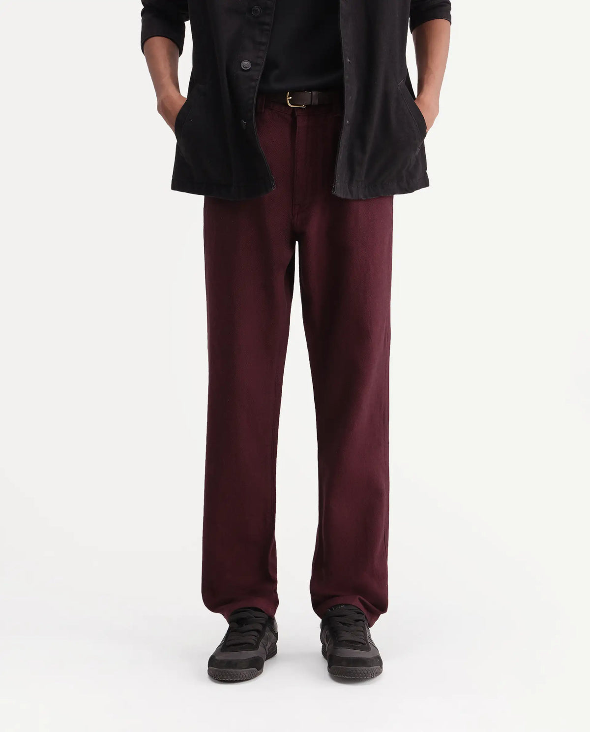 Rare Rabbit Men's Zola Maroon Cotton Morris Regular Plain Jeans