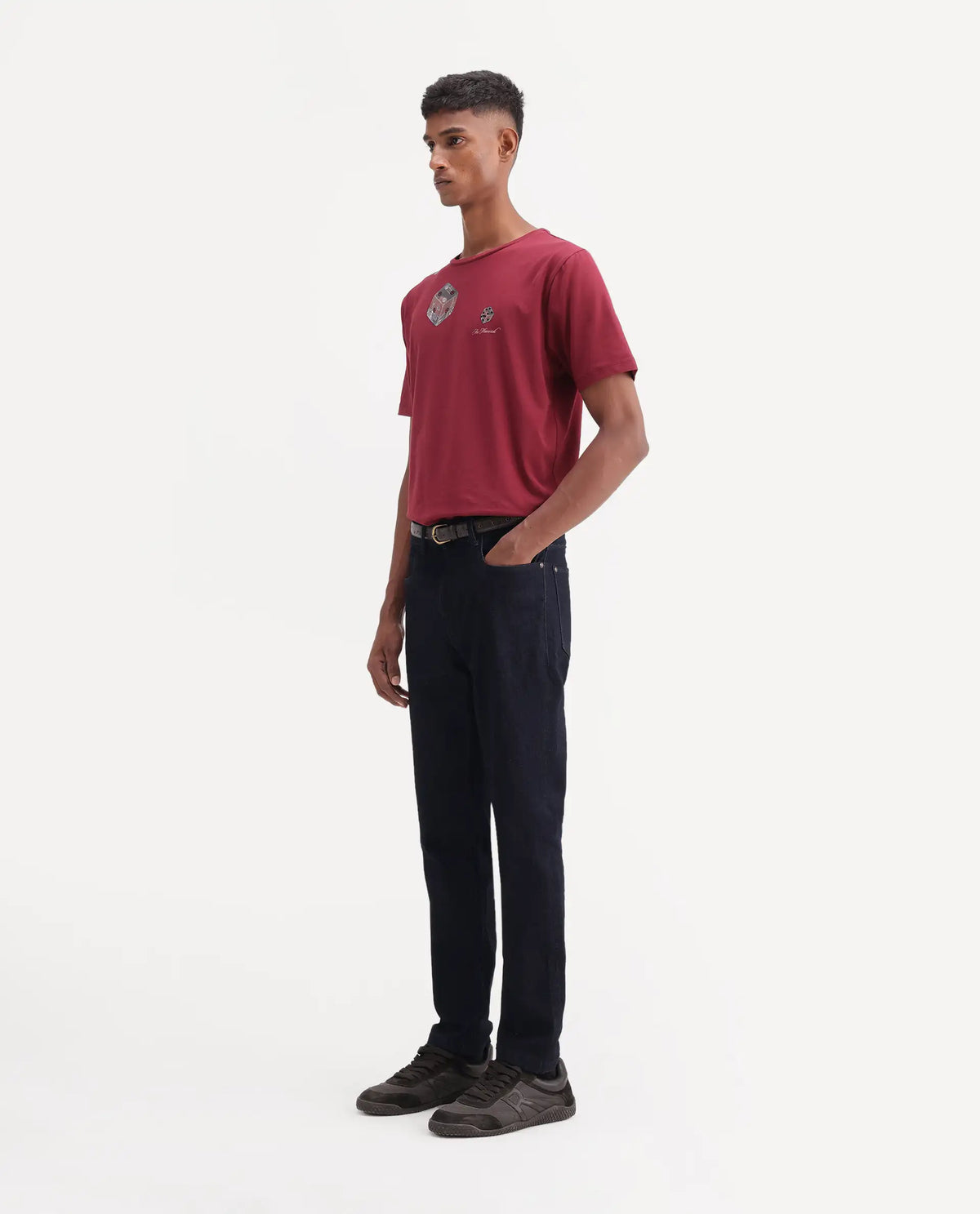 Rare Rabbit Men's Gian Dark Navy Cotton Blend Kurt Carrot Plain Jeans