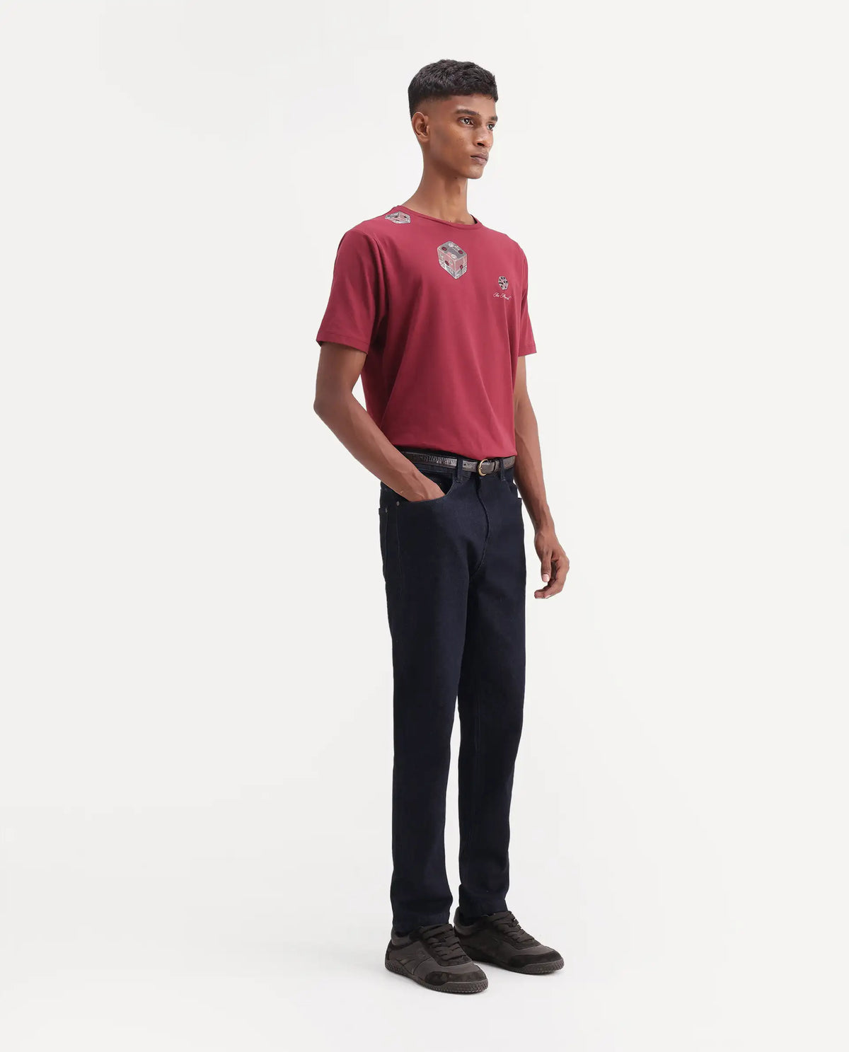 Rare Rabbit Men's Gian Dark Navy Cotton Blend Kurt Carrot Plain Jeans