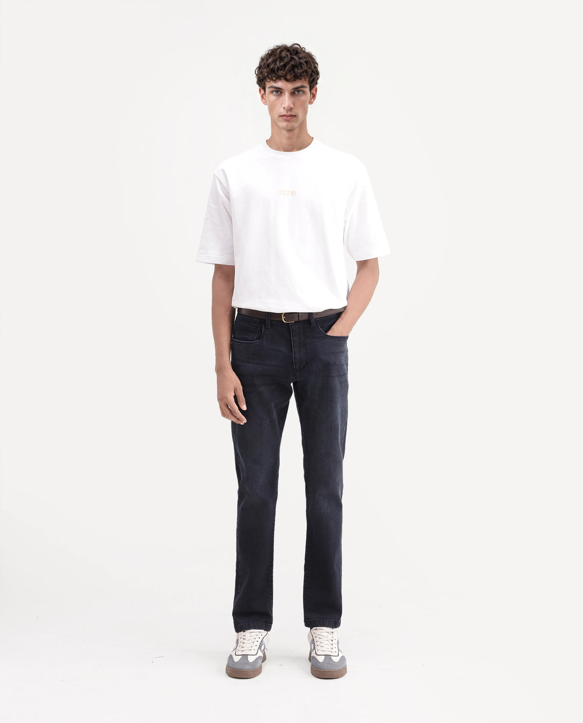 Rare Rabbit Men's Nila Dark Navy Cotton Blend Hawk Slim Plain Jeans