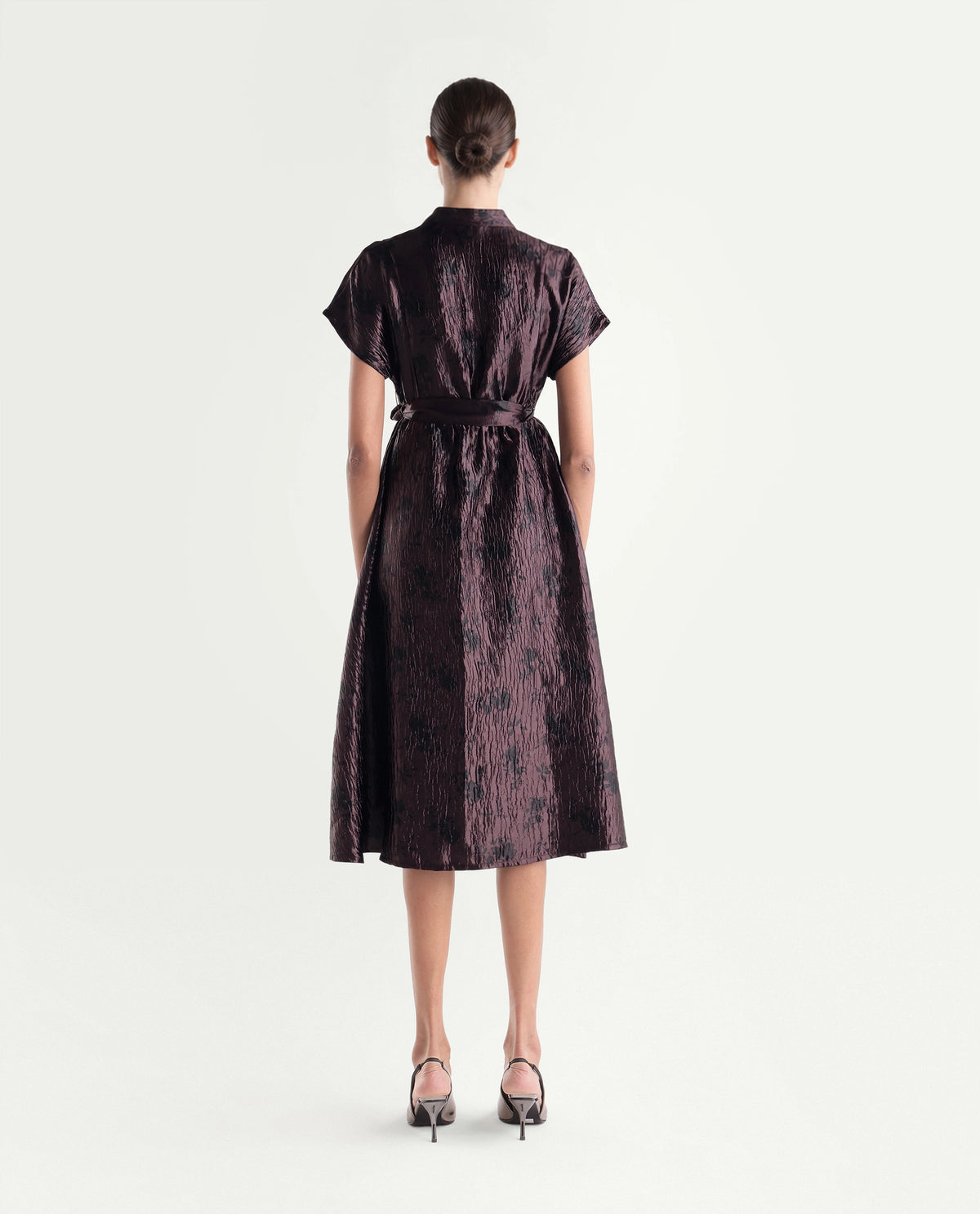 Rareism Women's Xaviha Maroon Polyester V-Neck Fit And Flare Floral Print Dress
