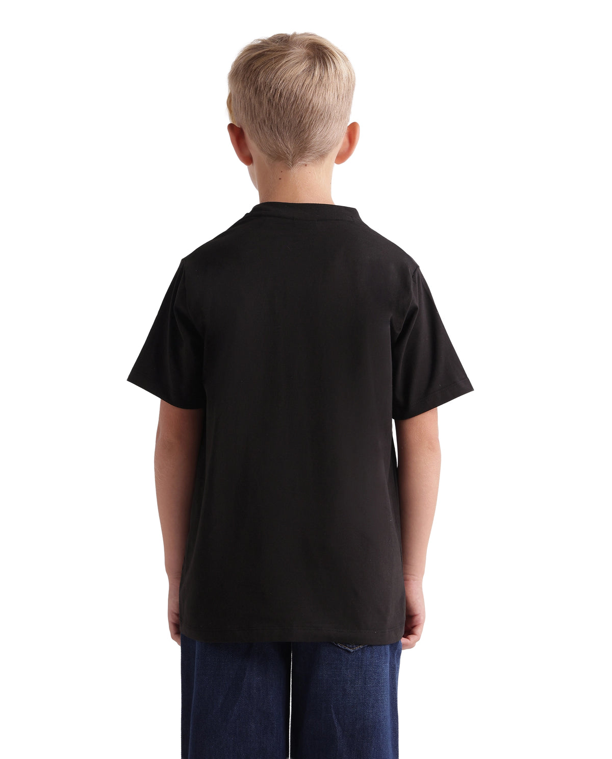 Rare Ones Kids Kruz Black Cotton Blend Fabric Crew Neck Pull-On Closure Regular Fit Graphic Print T-Shirt