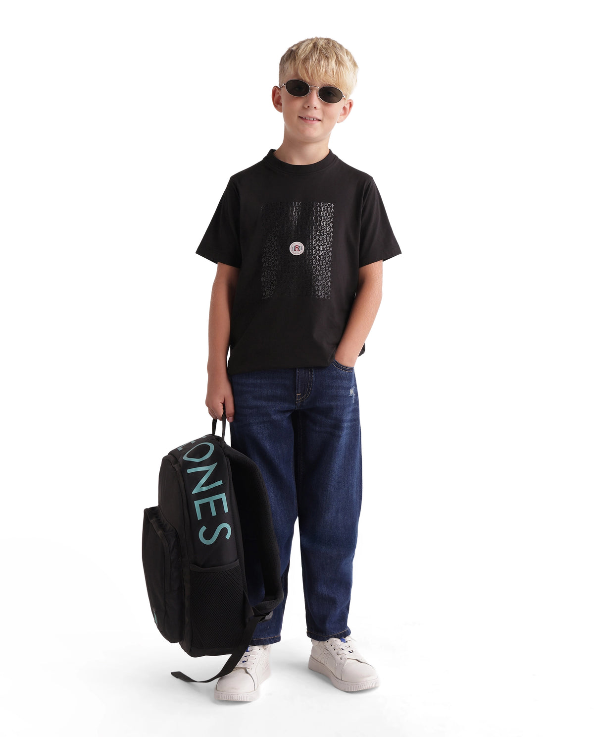 Rare Ones Kids Kruz Black Cotton Blend Fabric Crew Neck Pull-On Closure Regular Fit Graphic Print T-Shirt