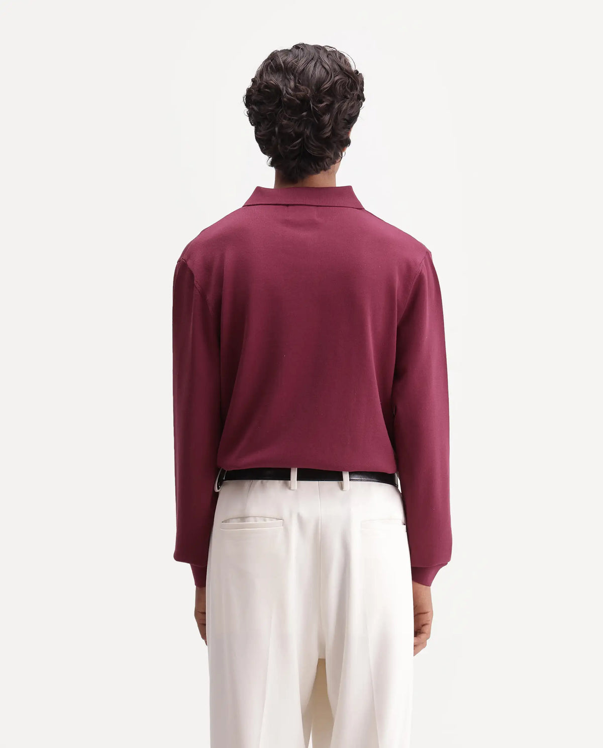 Rare Rabbit Mens Luma Dark Red Polyester Blend Spread Collar Regular Plain Polo