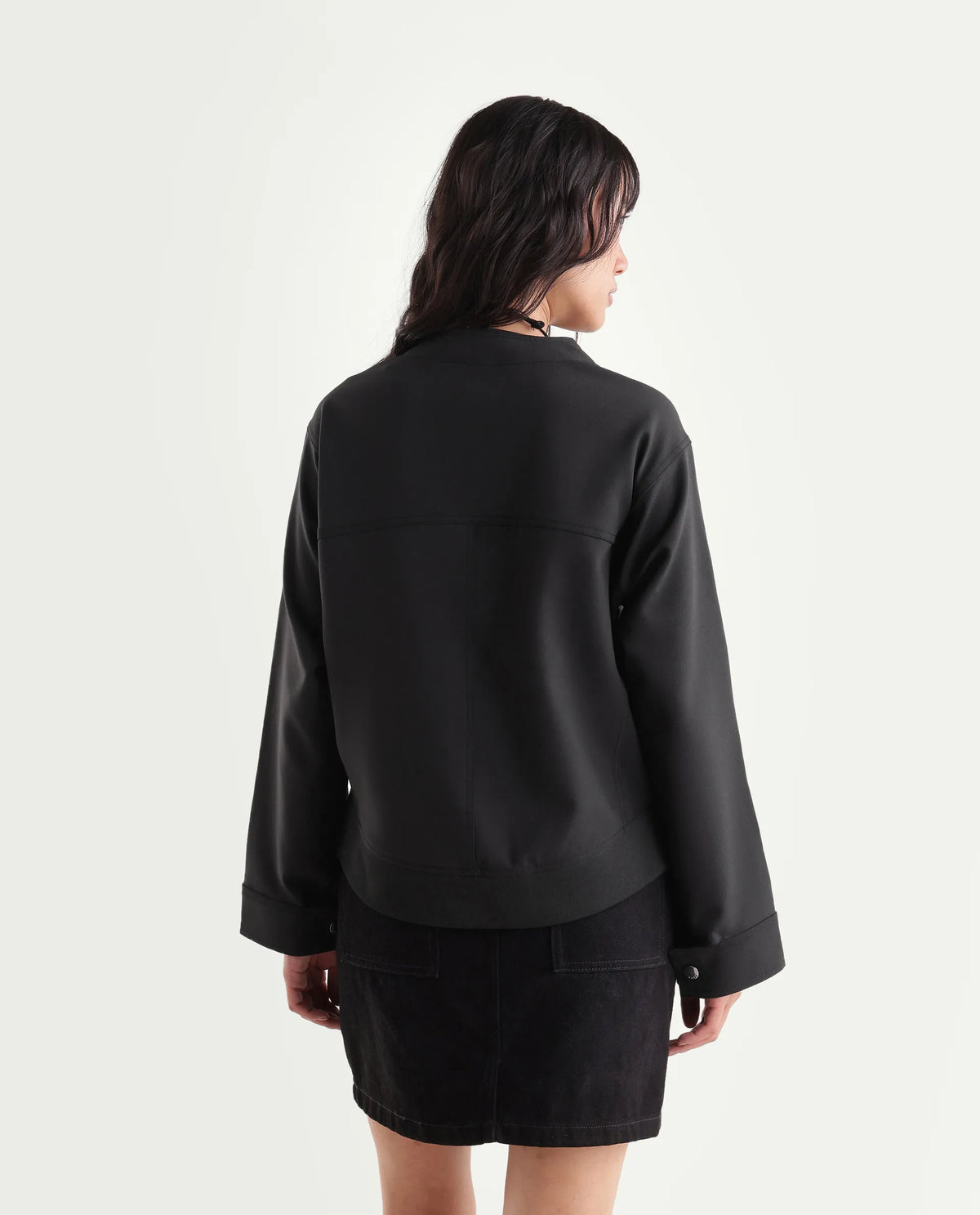 Rareism Women's Ipek Primary Black Polyester Blend V-Neck Regular Plain Jacket