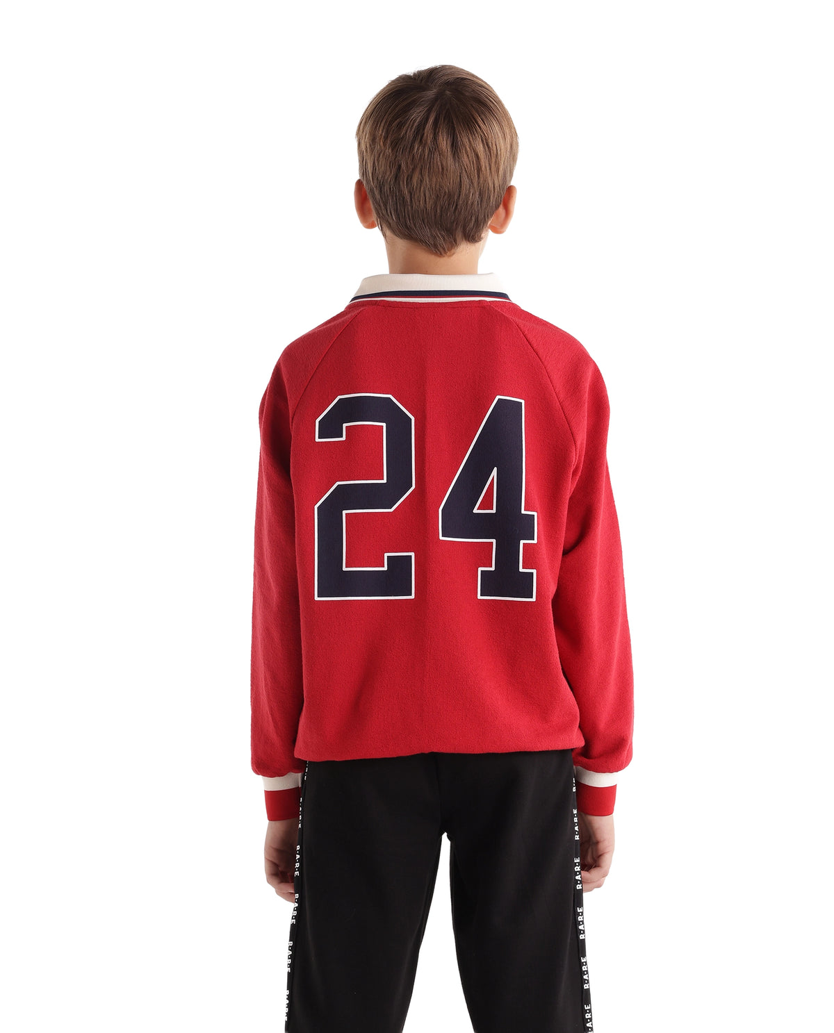 Rare Ones Kids Brit Red Cotton Spread Collar Regular Graphic Print Polo