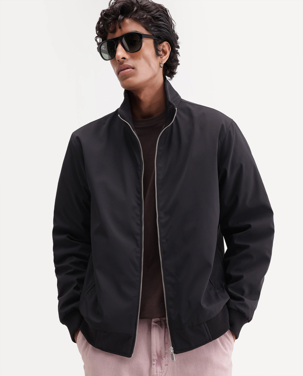 Rare Rabbit Men's Kimi Primary Black Polyester High Neck Regular Plain Jacket