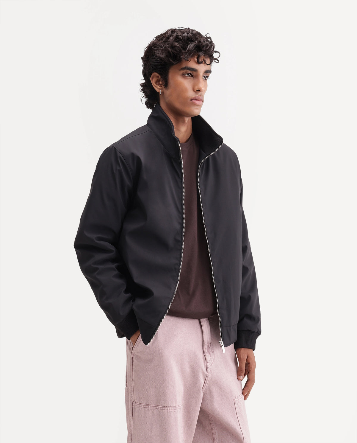 Rare Rabbit Men's Kimi Primary Black Polyester High Neck Regular Plain Jacket