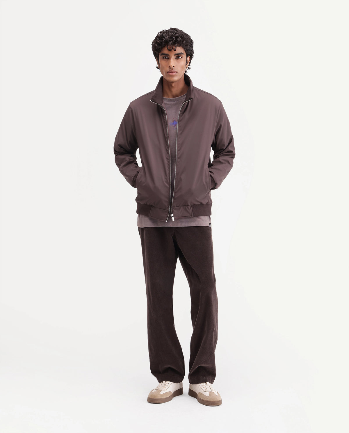 Rare Rabbit Men's Kimi Dark Maroon Polyester High Neck Regular Plain Jacket
