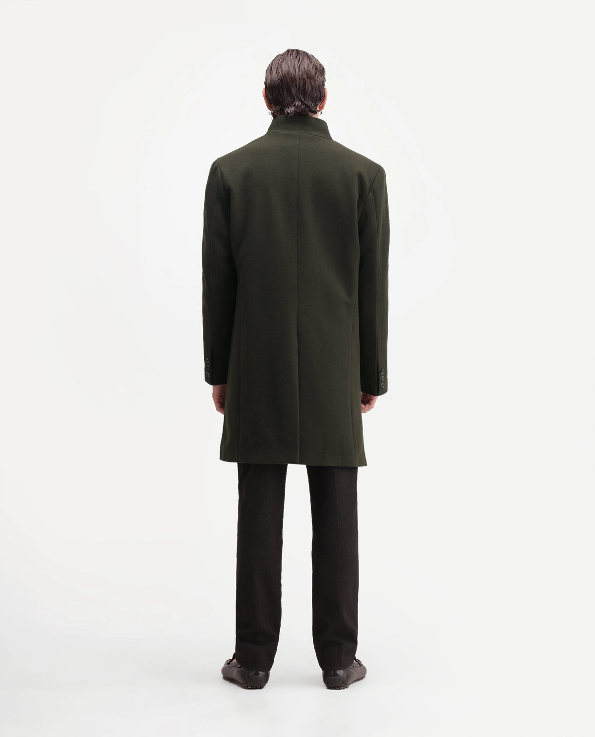 Rare Rabbit Men's Dune-26 Green Polyester Blend High Neck Button Regular Plain Jacket