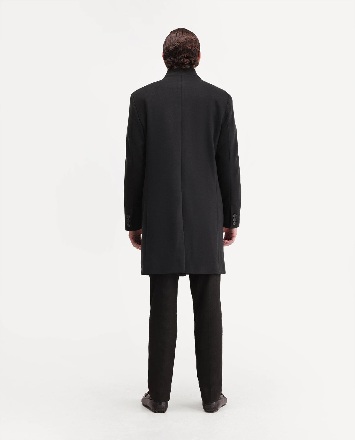 Rare Rabbit Men's Dune-26 Black Polyester Blend High Neck Button Regular Plain Jacket