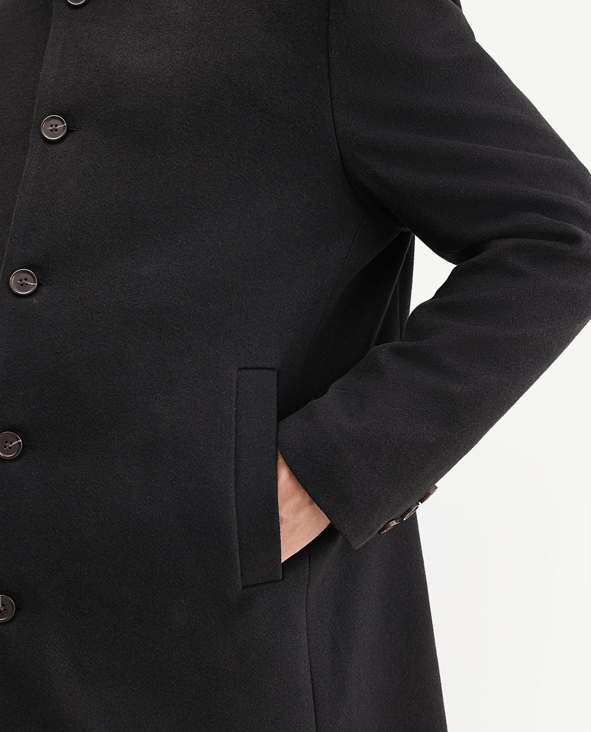 Rare Rabbit Men's Dune-26 Black Polyester Blend High Neck Button Regular Plain Jacket