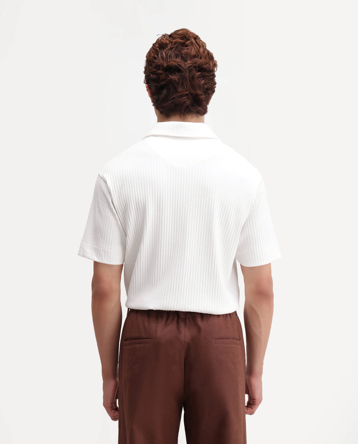 Rare Rabbit Men's Hexx-2 White Cotton Blend Spread Collar Zipper Regular Textured Polo
