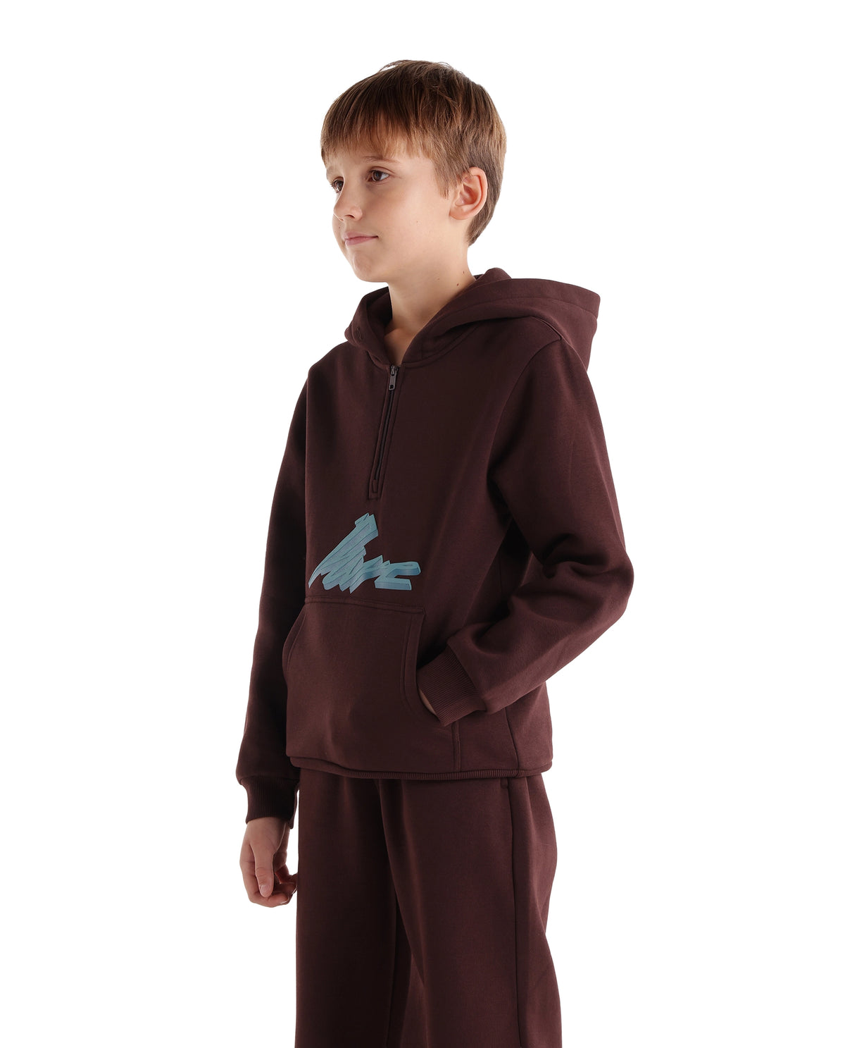 Rare Ones Kids Rero Dark Brown Cotton Blend Hooded Oversized Hd Print Sweatshirt