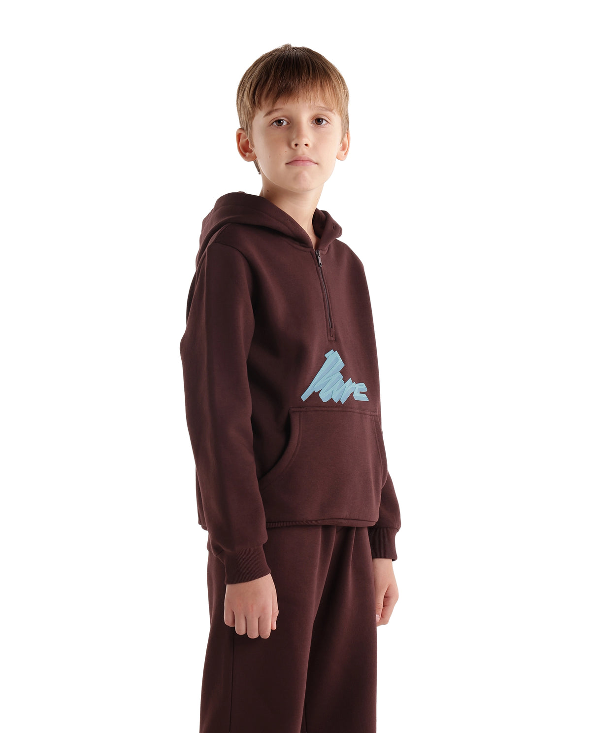 Rare Ones Kids Rero Dark Brown Cotton Blend Hooded Oversized Hd Print Sweatshirt