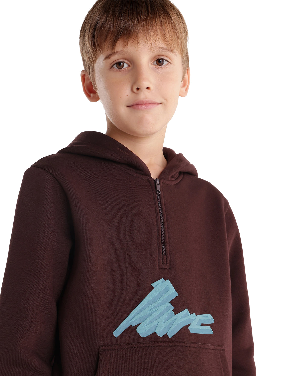 Rare Ones Kids Rero Dark Brown Cotton Blend Hooded Oversized Hd Print Sweatshirt