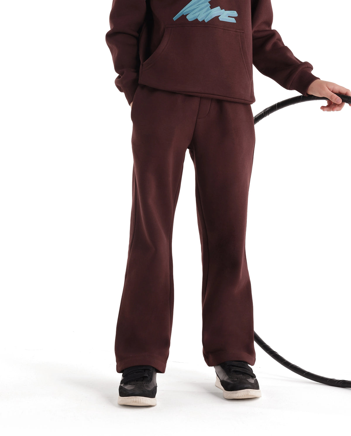 Rare Ones Kids Rero-B Dark Brown Cotton Blend Straight Plain Track Pant